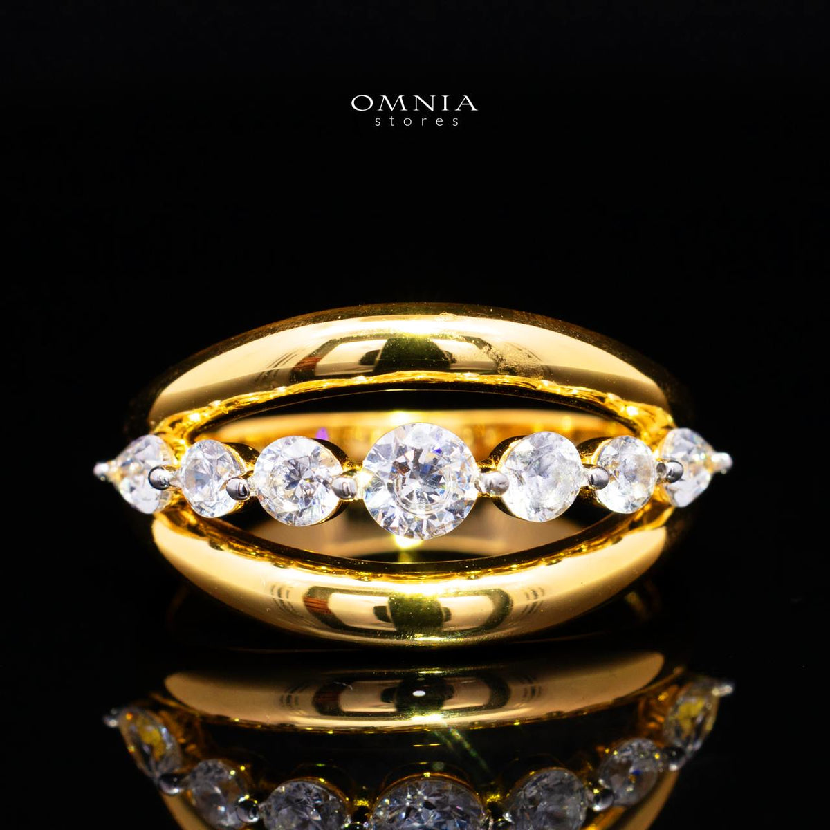 Jazmina Gold-Plated Ring in 925 Silver with Premium Simulated Diamonds