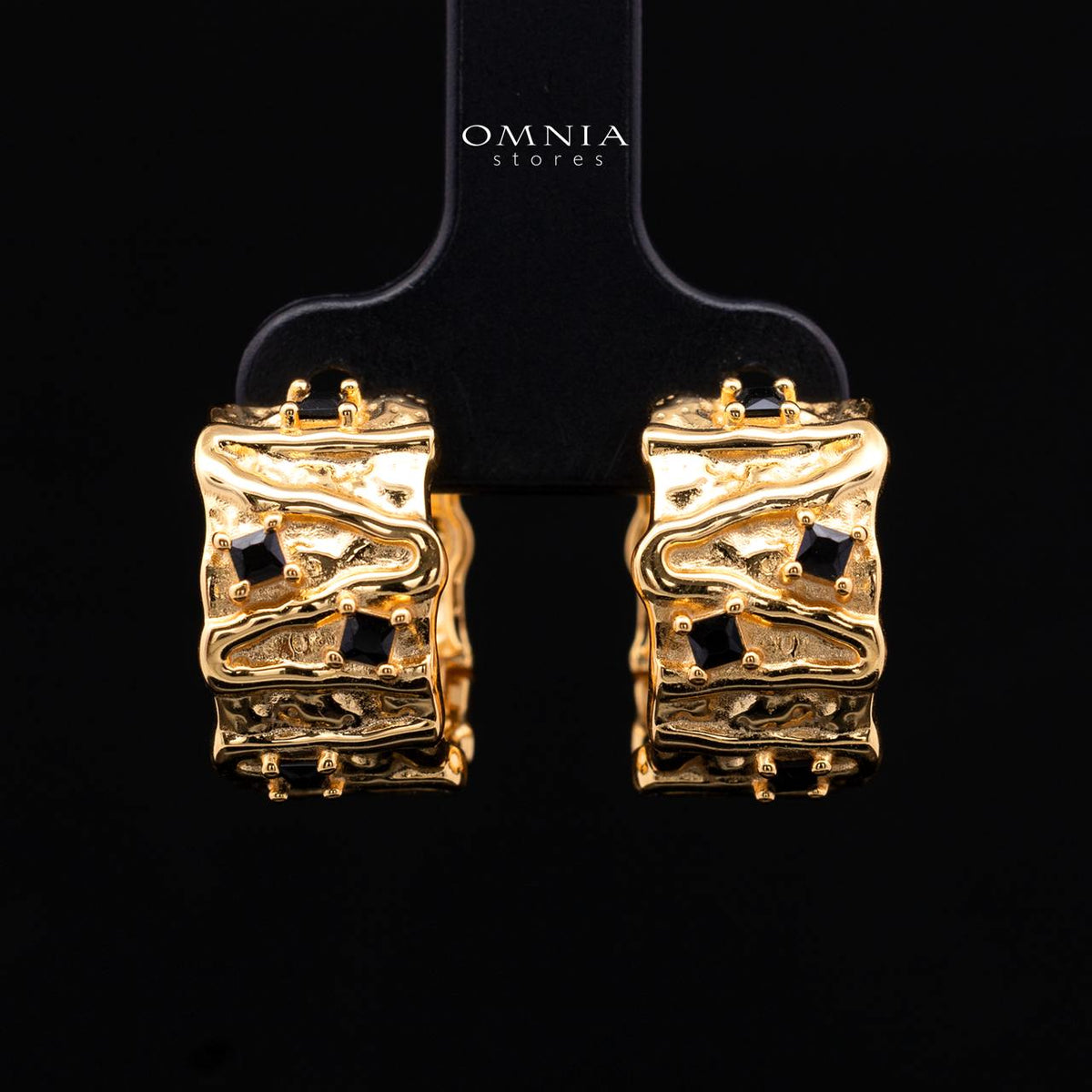 Giselle Gold-Plated Hoop Ring in 925 Silver with Premium Simulated Diamonds