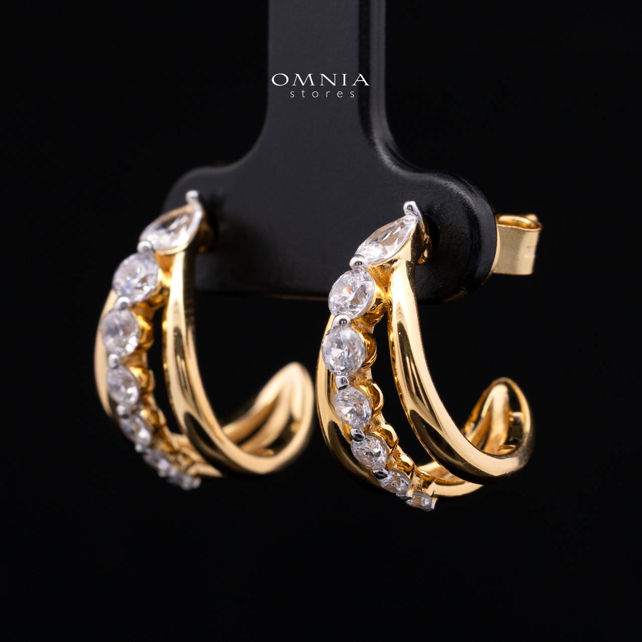 Jazmina Gold-Plated Stud Earrings in 925 Silver with Premium Simulated Diamonds