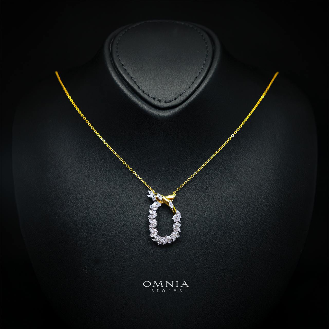 Julienne Golden Floral Necklace in 925 Silver with Premium Simulated Diamonds