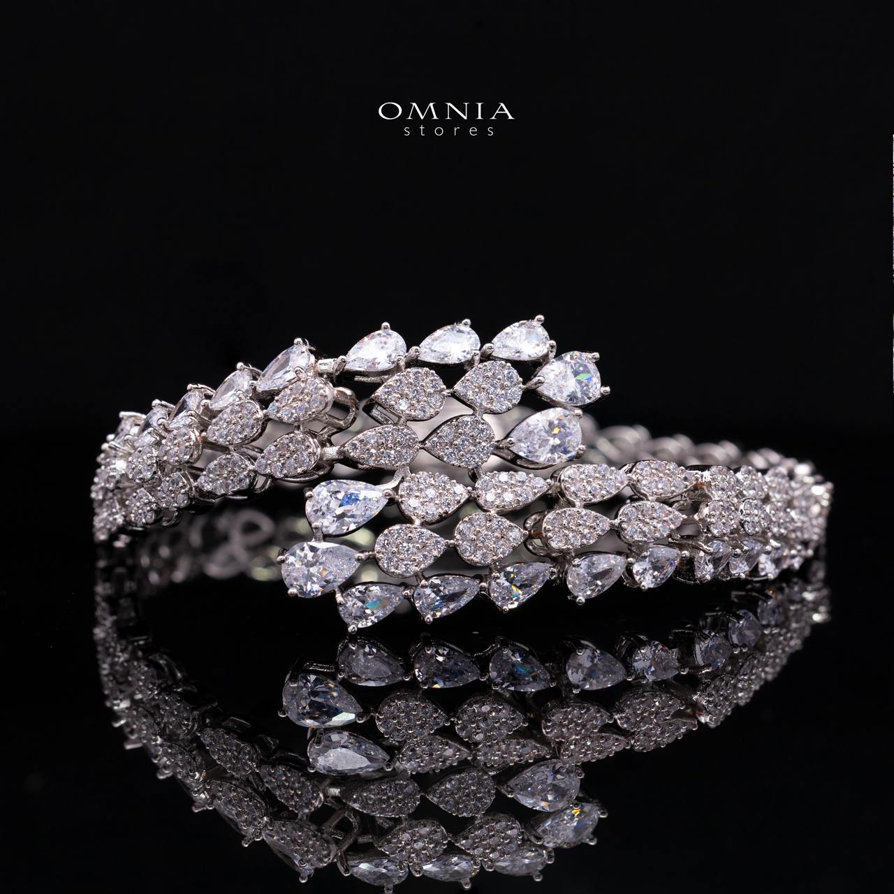 Omnia Fatma White Luxury Bridal Full Set in High Quality Zircon Stone in Rhodium Plated