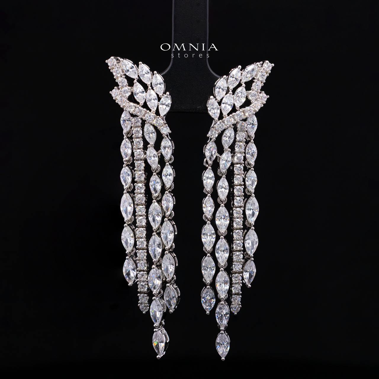 Omnia Fatma White Luxury Bridal Full Set in High Quality Zircon Stone in Rhodium Plated