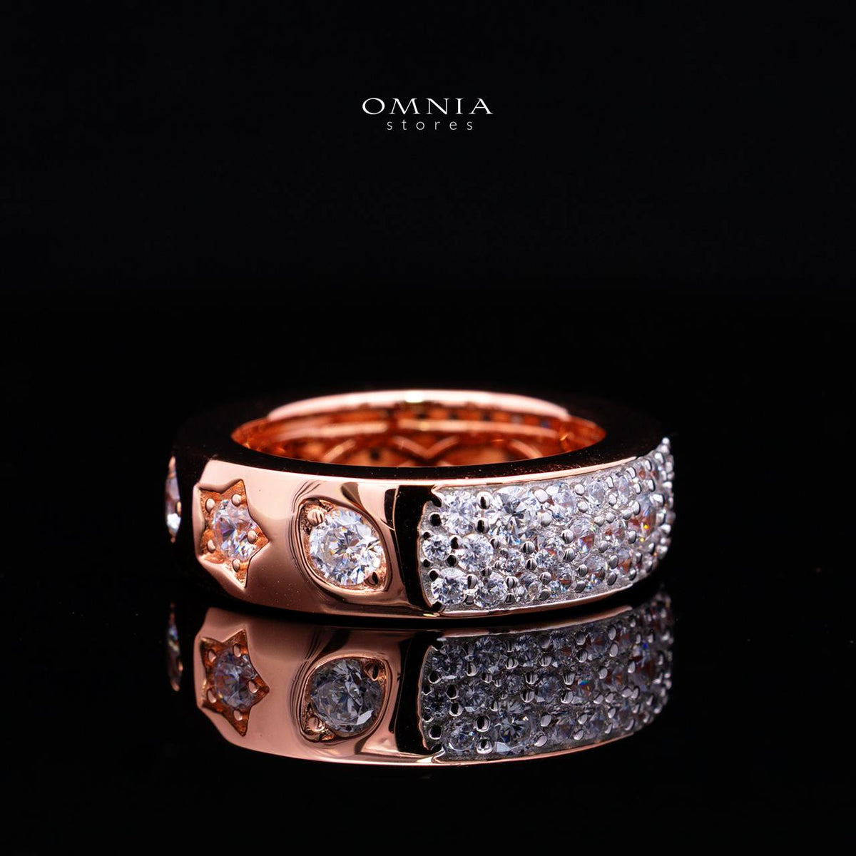 Janna Rose Gold Ring in 925 Silver with Premium Simulated Diamonds