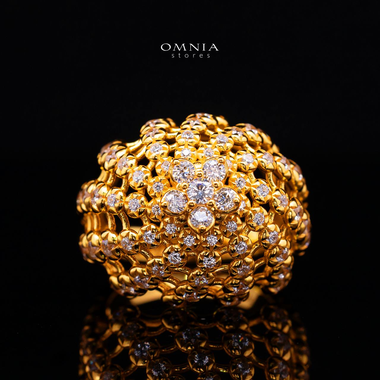 Cyralisse Gold Ring with High-Quality Premium Simulated Diamonds in 925 Sterling Silver