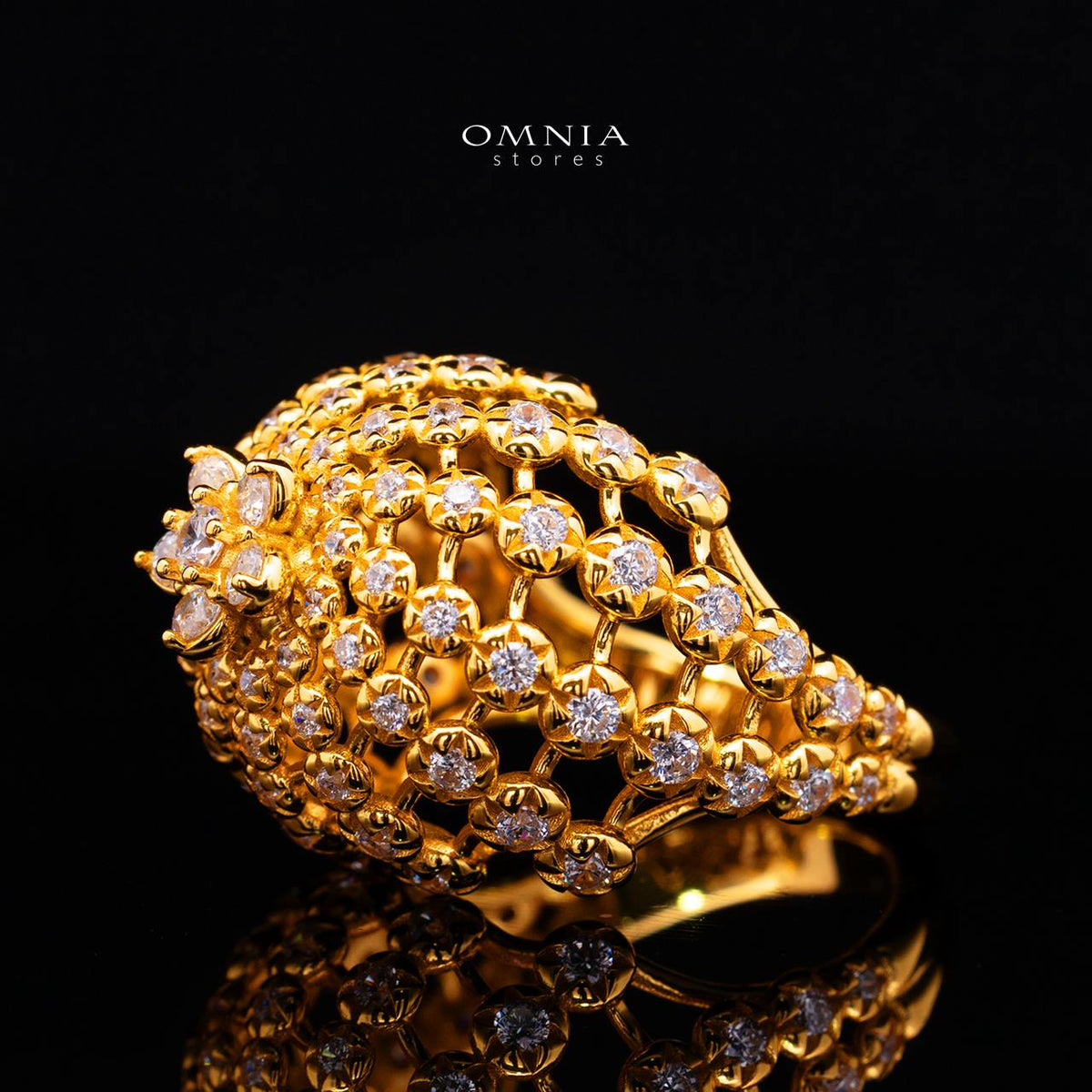 Cyralisse Gold Ring with High-Quality Premium Simulated Diamonds in 925 Sterling Silver