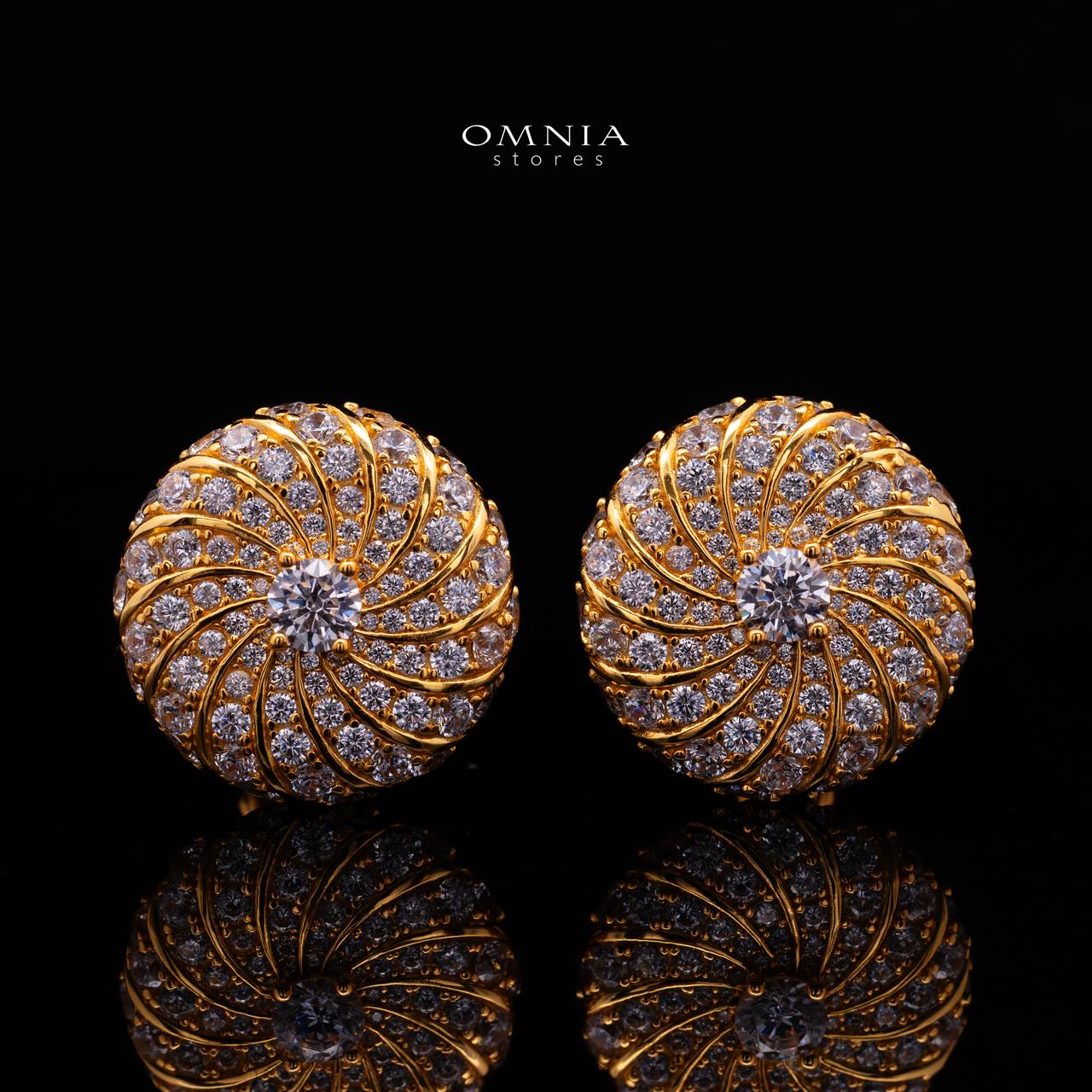 Serenya Gold-Plated Clip-On Earrings with Premium Simulated Diamonds in 925 Silver