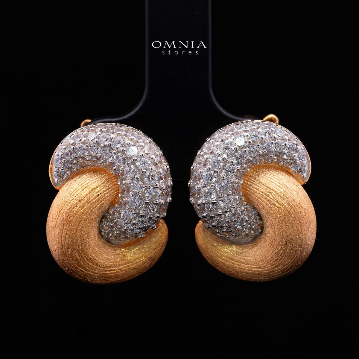 Adaraah Gold-Plated Statement Clip Earrings 925 Sterling Silver | Premium Brilliant-Cut Simulated Diamonds