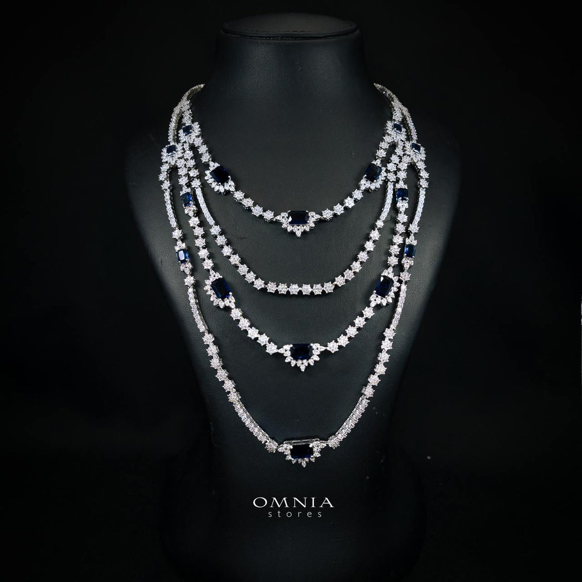 Blair Blue Luxury Bridal Full Set in High Quality Simulated Diamonds