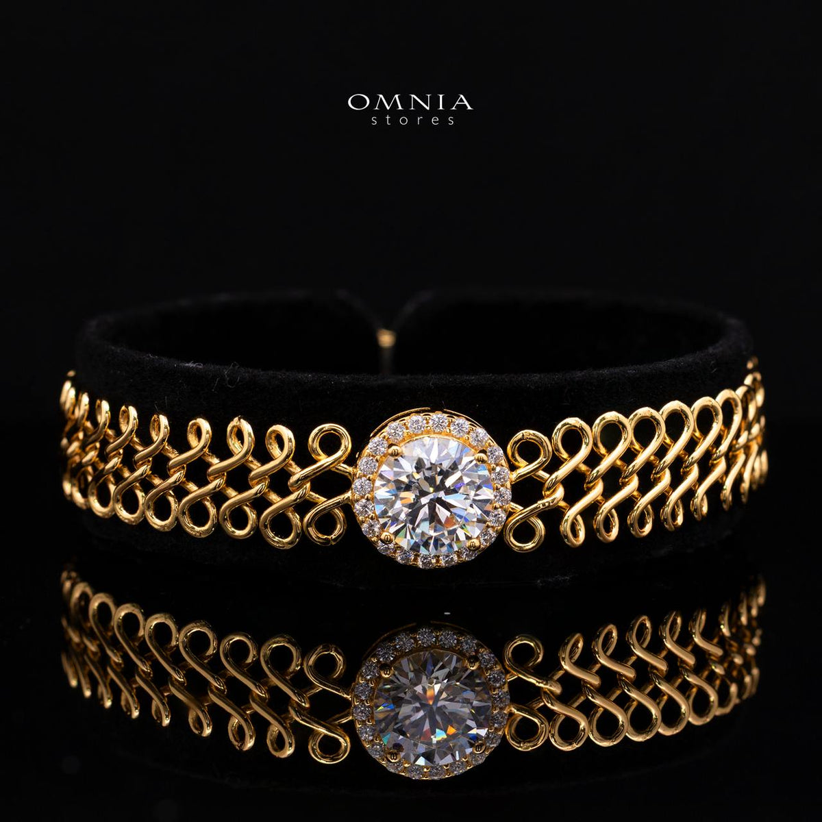 Kaelani Infinity Link Bracelet Gold Plated with Premium Simulated Diamonds and Certificate 925 Sterling Silver