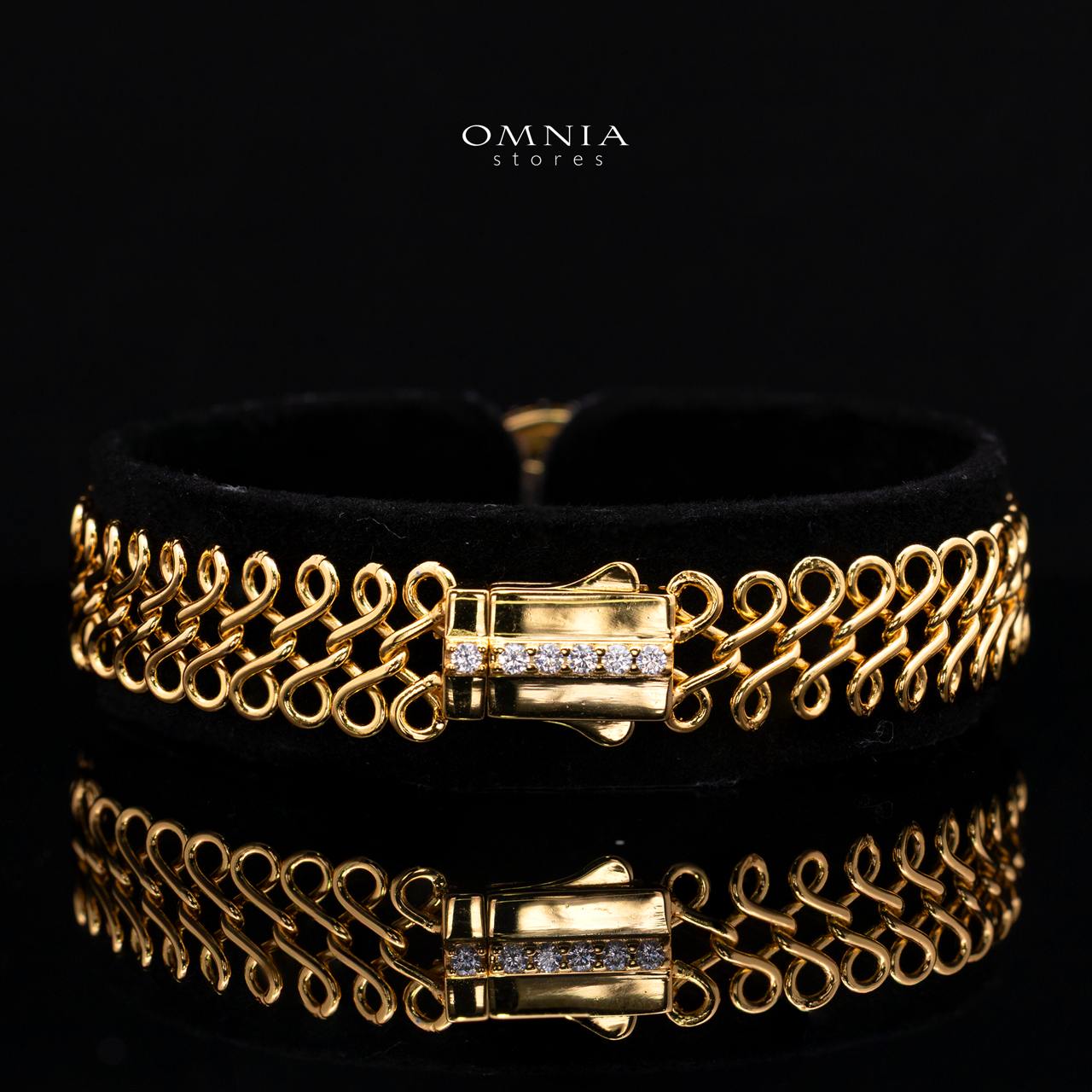 Kaelani Infinity Link Bracelet Gold Plated with Premium Simulated Diamonds and Certificate 925 Sterling Silver