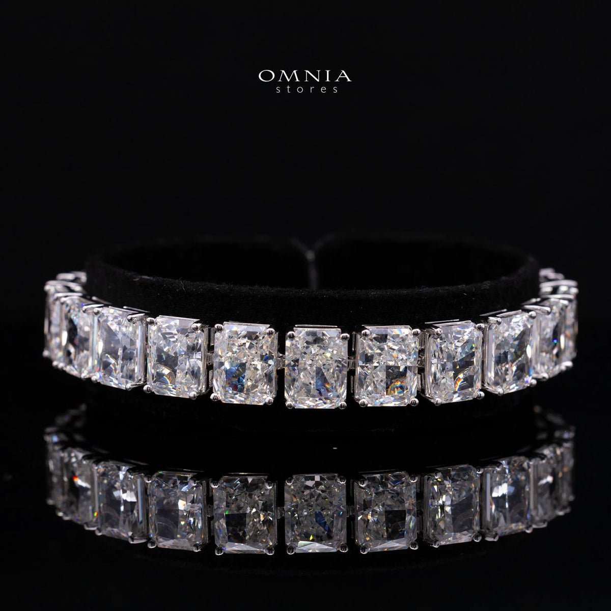 Zarela Radiant Cut Eternity Bracelet with Premium Simulated Diamonds and Certificate in 925 Sterling Silver