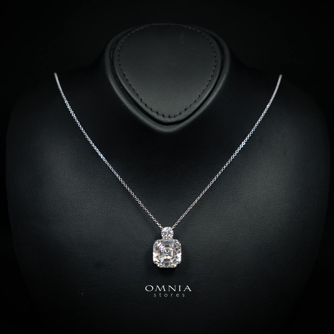 Velaria Asscher-Cut Canary White Pendant Necklace with Premium Simulated Diamonds and Certificate in 925 Sterling Silver