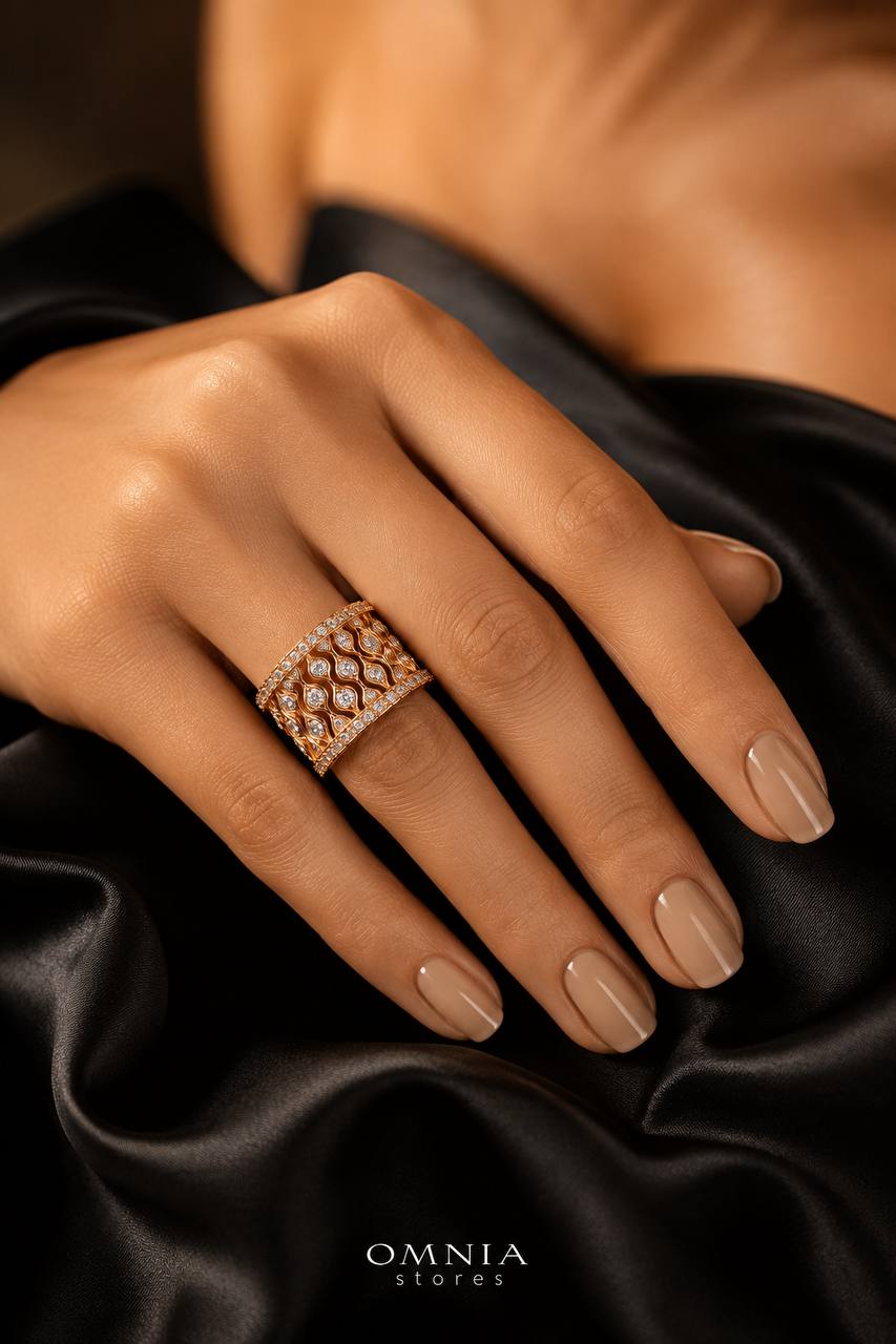 Novaria Gold Ring with High-Quality Premium Simulated Diamonds in 925 Sterling Silver