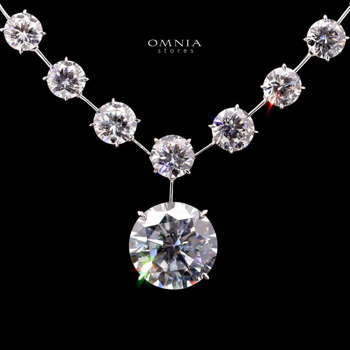 Lina Necklace with Certificate, High-Quality Premium Simulated Diamonds in 925 Sterling Silver