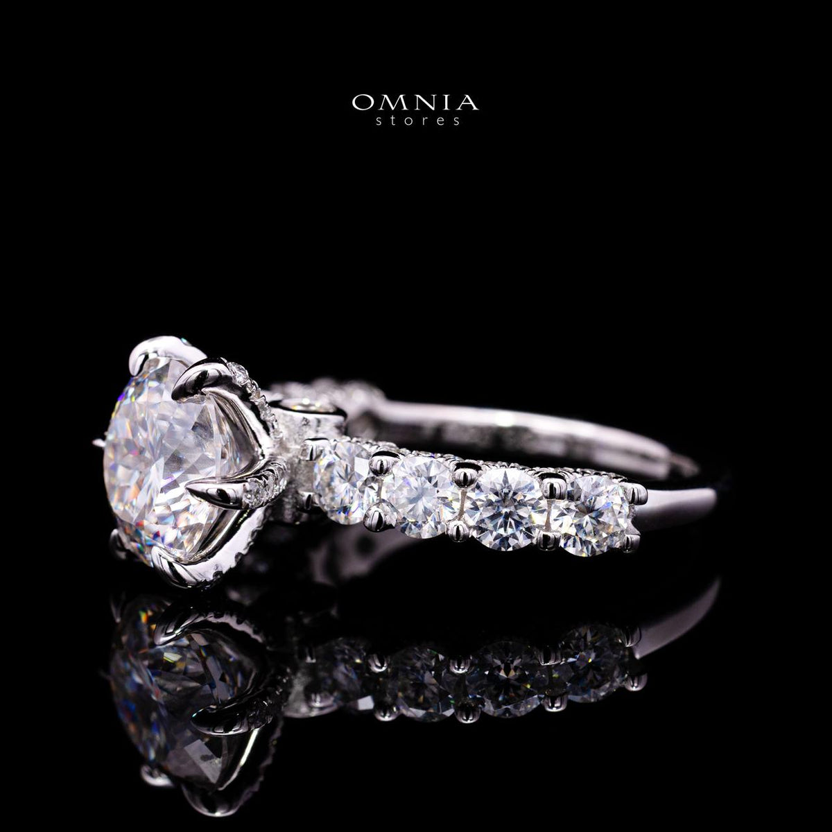 Fabia Ring with Certified High-Quality Premium Simulated Diamonds in 925 Sterling Silver