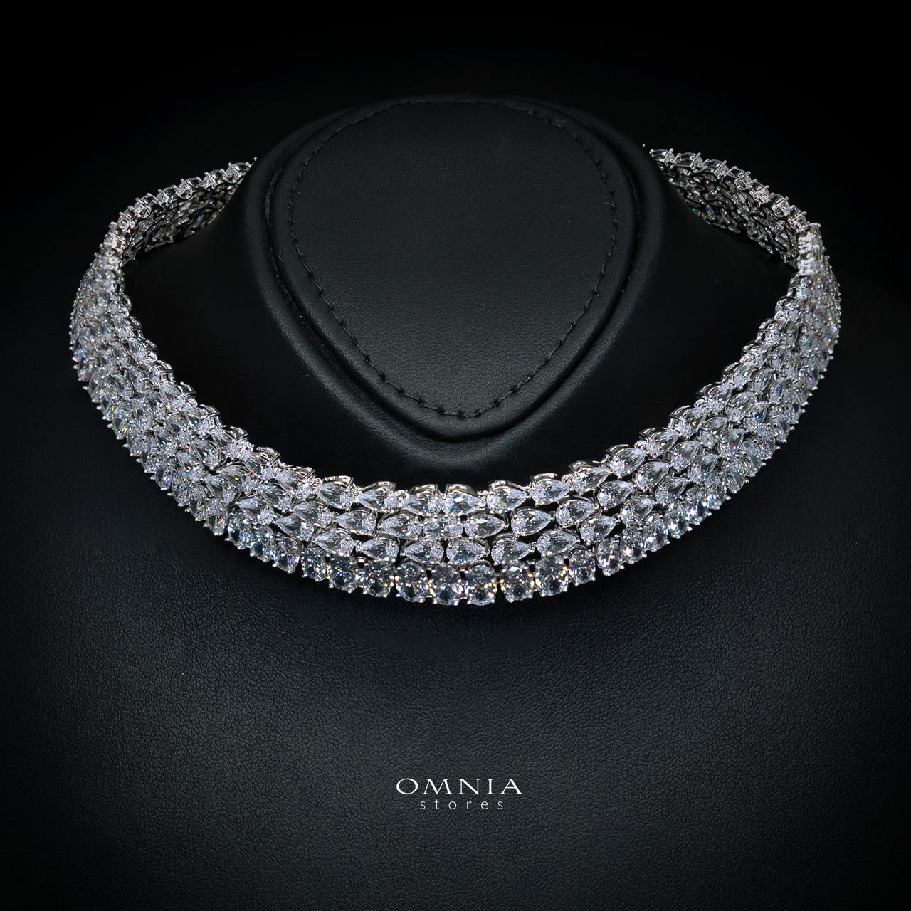Raneefa White Luxury Bridal Full Jewelry Set with High-Quality Premium Simulated Diamonds