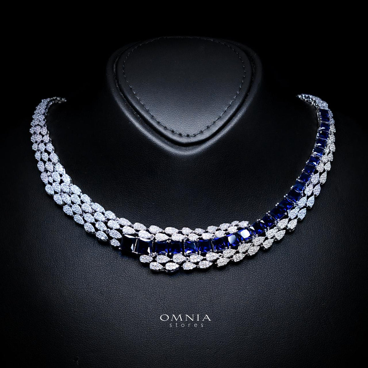 Trinity Blue Luxury Bridal Full Set with High-Quality Simulated Diamonds – Rhodium Plated