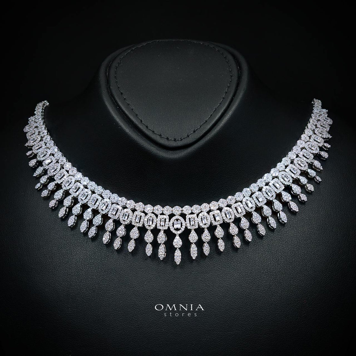 Ruhana White Luxury Bridal Full Set with High-Quality Simulated Diamonds, Rhodium Plated