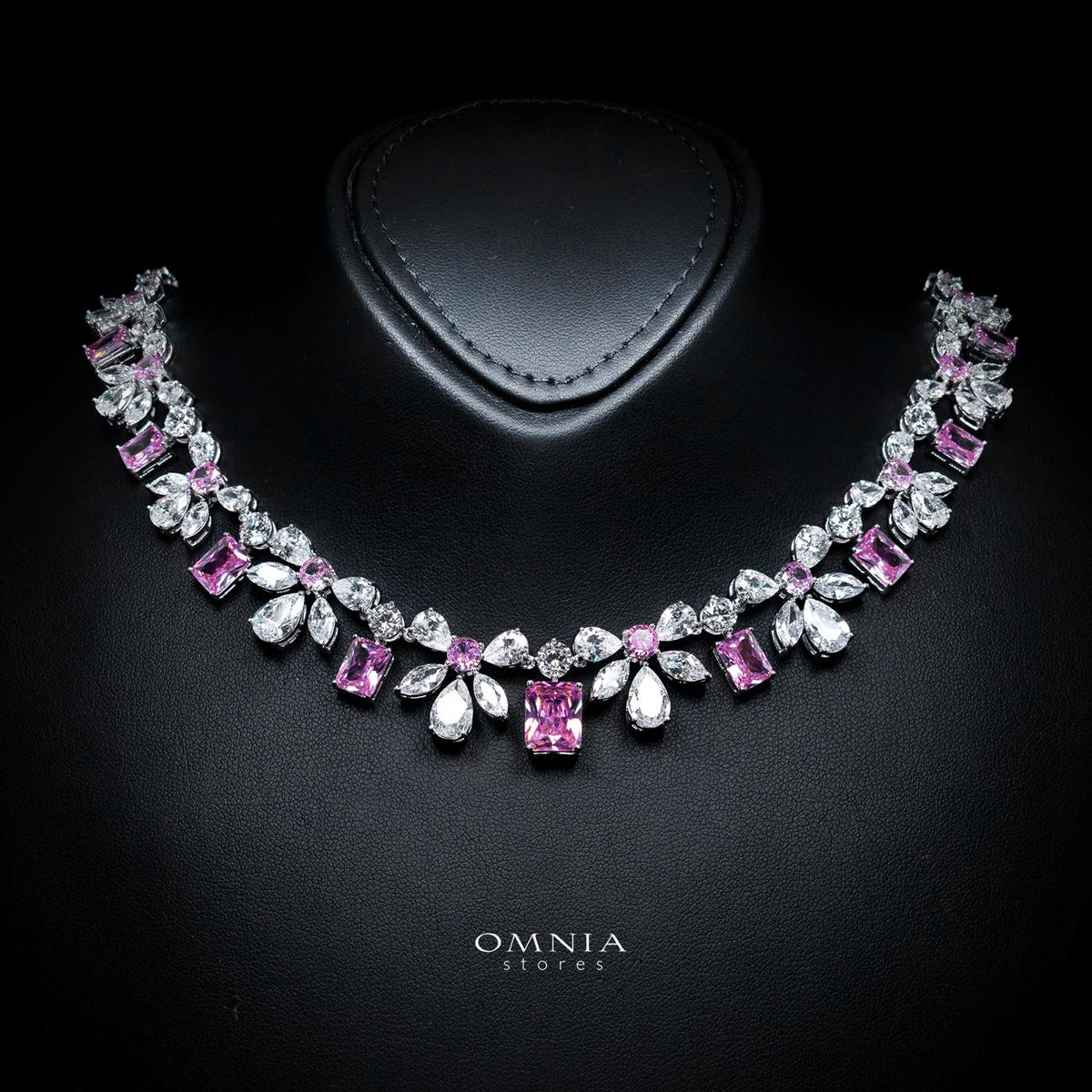 Rizza Pink Luxury Bridal Full Set with High-Quality Simulated Diamonds – Rhodium Plated