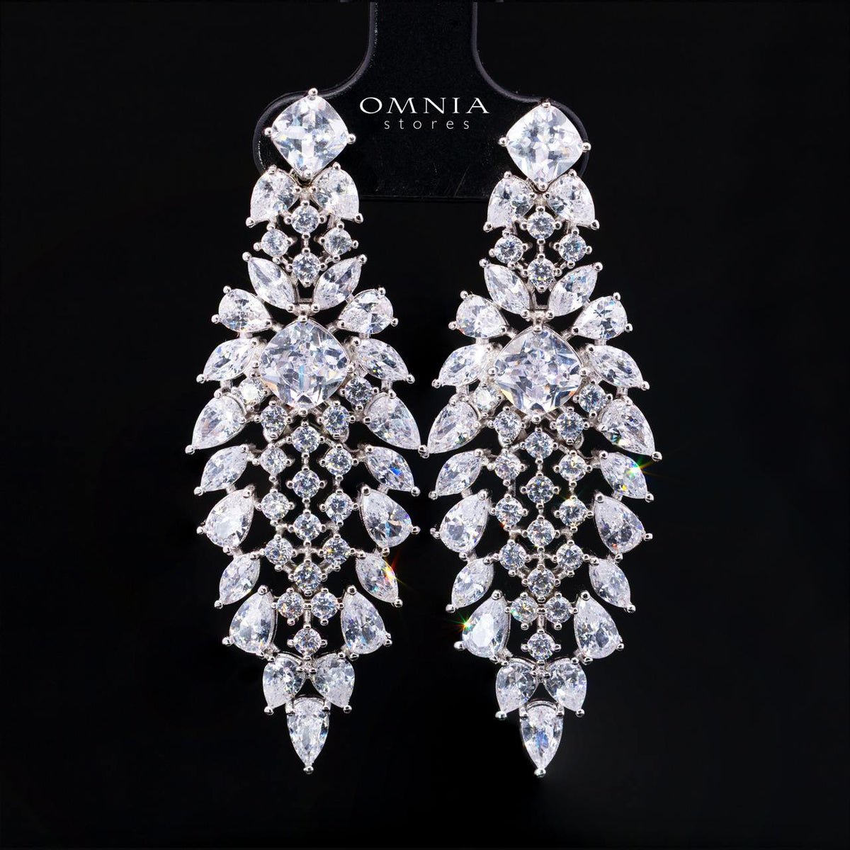 Olenna White Luxury Bridal Full Set with High-Quality Simulated Diamonds, Rhodium Plated