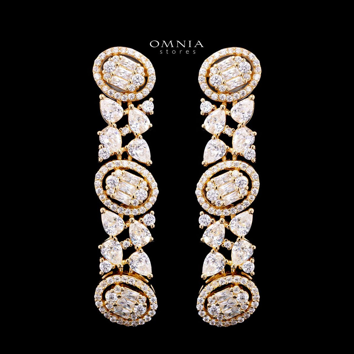Rahima Gold Luxury Bridal Full Set with High-Quality Simulated Diamonds and Rhodium Plating