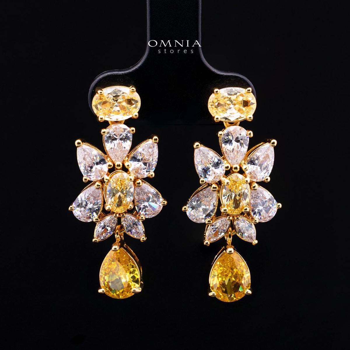 Omnia Dema Gold Luxury Bridal Full Set in High Quality Zircon Stone Rhodium Plated