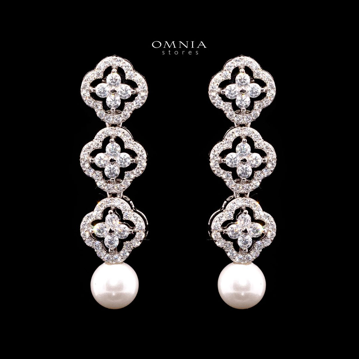 Omnia Sahira Pearl Bridal Full Set in 925 Silver with High-Quality White Zircon Stones