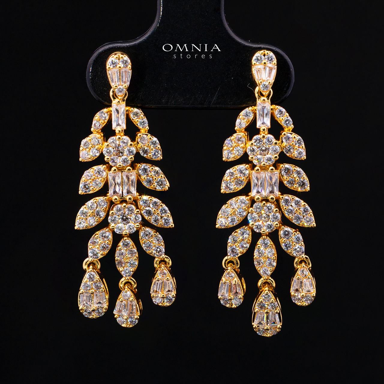 Omnia Sima Gold Luxury Bridal Full Set in High Quality Zircon Stone Rhodium Plated