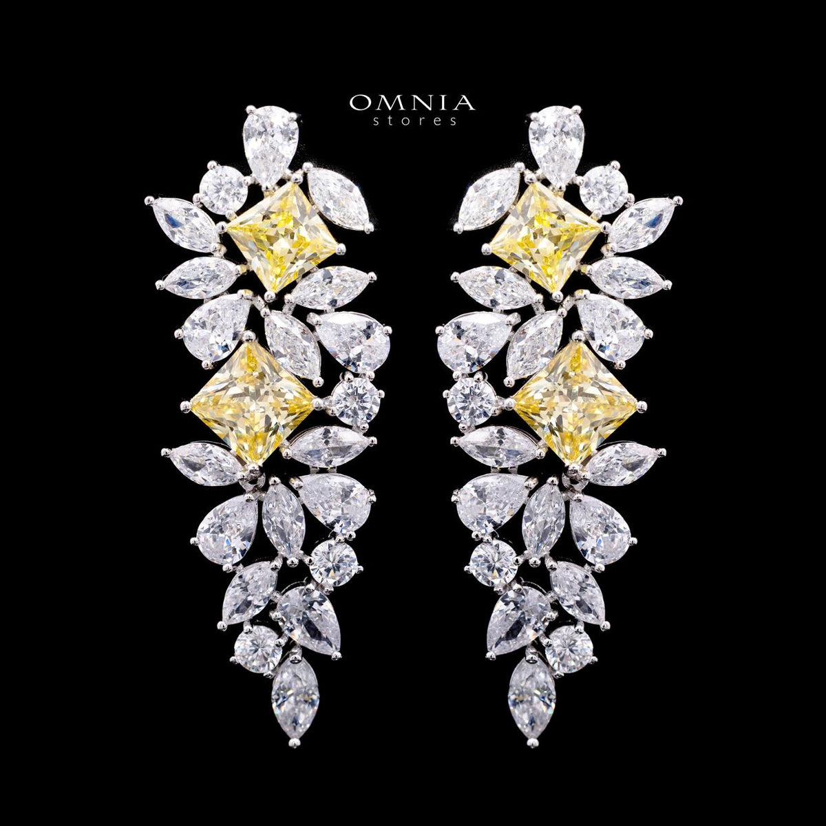 Christine Yellow Luxury Bridal Full Set with High-Quality Simulated Diamonds – Rhodium Plated