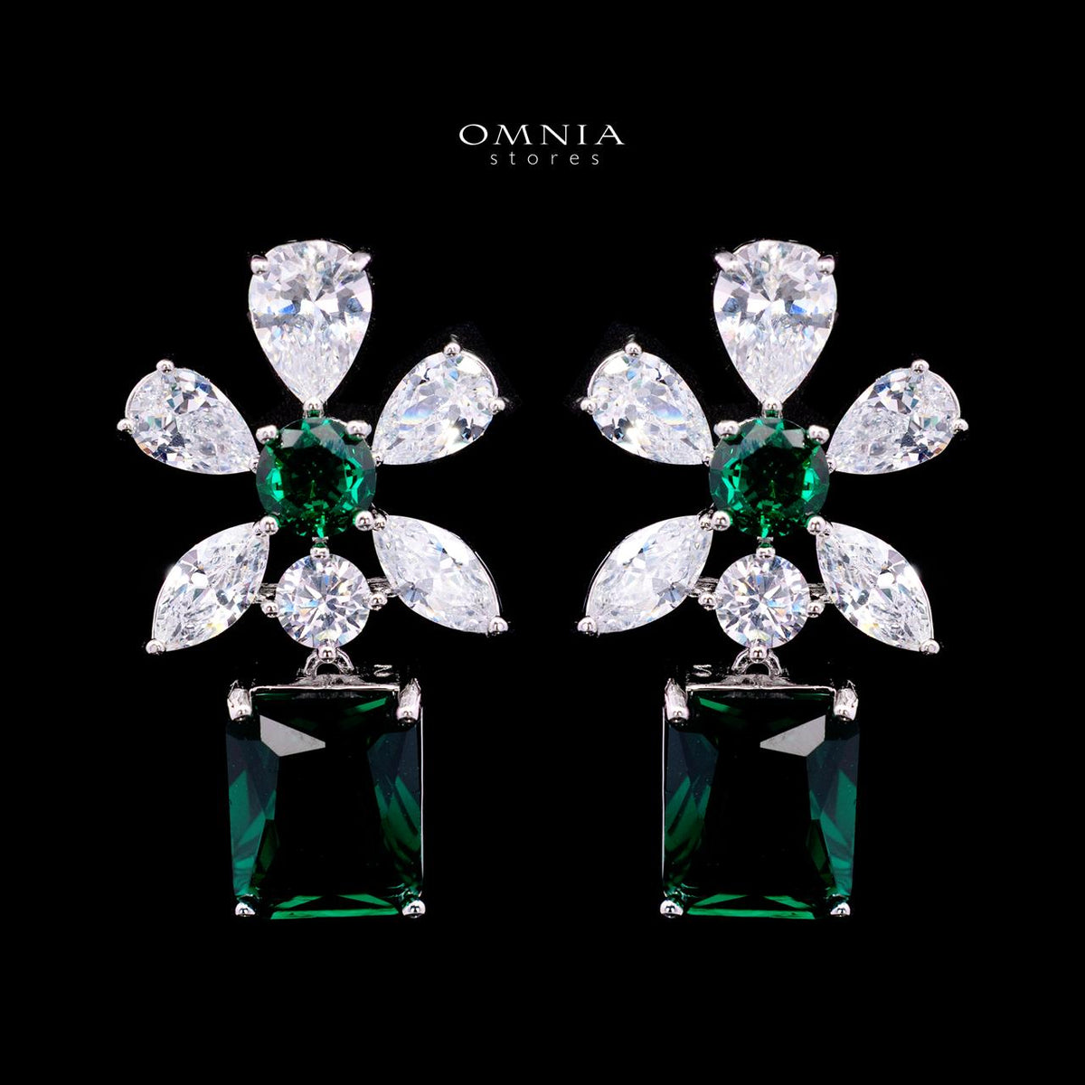Rizza Green Luxury Bridal Full Set with High-Quality Simulated Diamonds – Rhodium Plated
