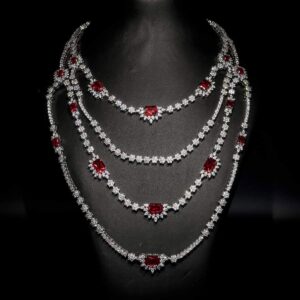 طقم زفاف Omnia Blair Red الكامل من الألماس المقلد عالي الجودة