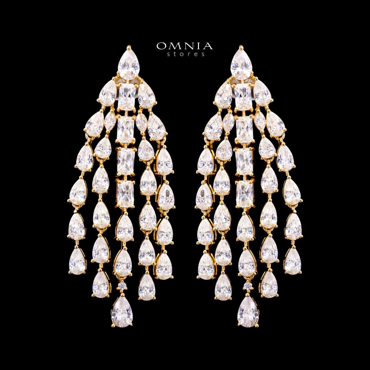 Carina Gold Luxury Bridal Full Set with High-Quality Simulated Diamonds, Rhodium Plated