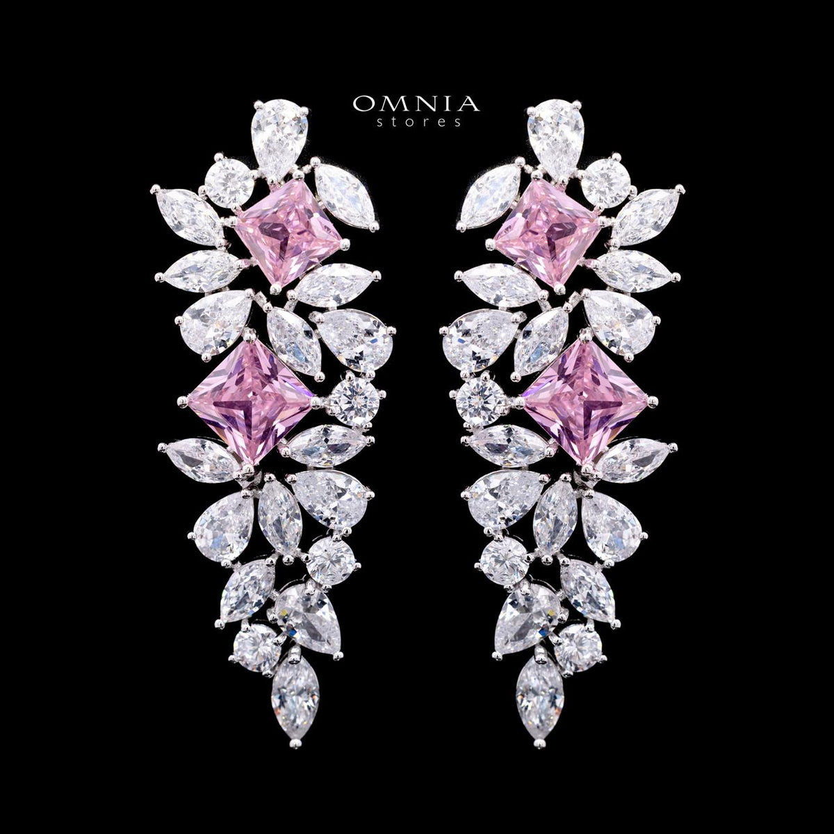 Christine Pink Luxury Bridal Full Set with High-Quality Simulated Diamonds – Rhodium Plated