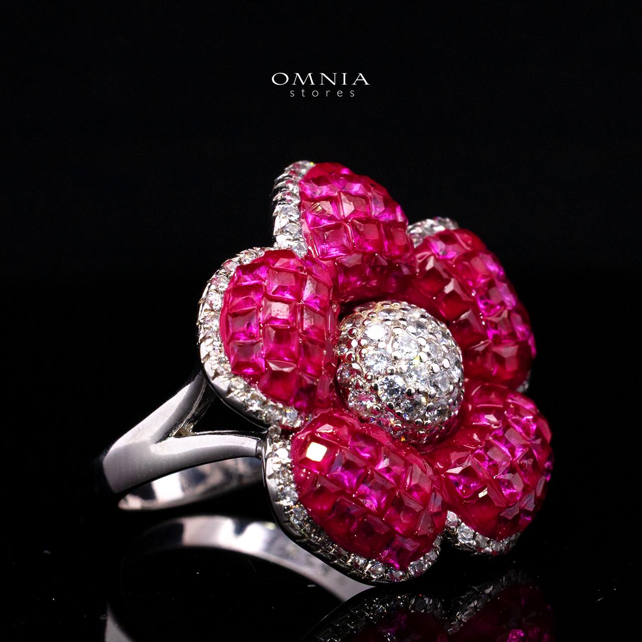 Ruwaina Pink Ring with High-Quality Premium Simulated Diamonds in 925 Sterling Silver
