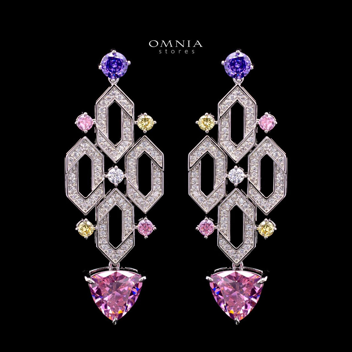 Elissa Multicolor Luxury Bridal Full Set with High-Quality Simulated Diamonds – Rhodium Plated