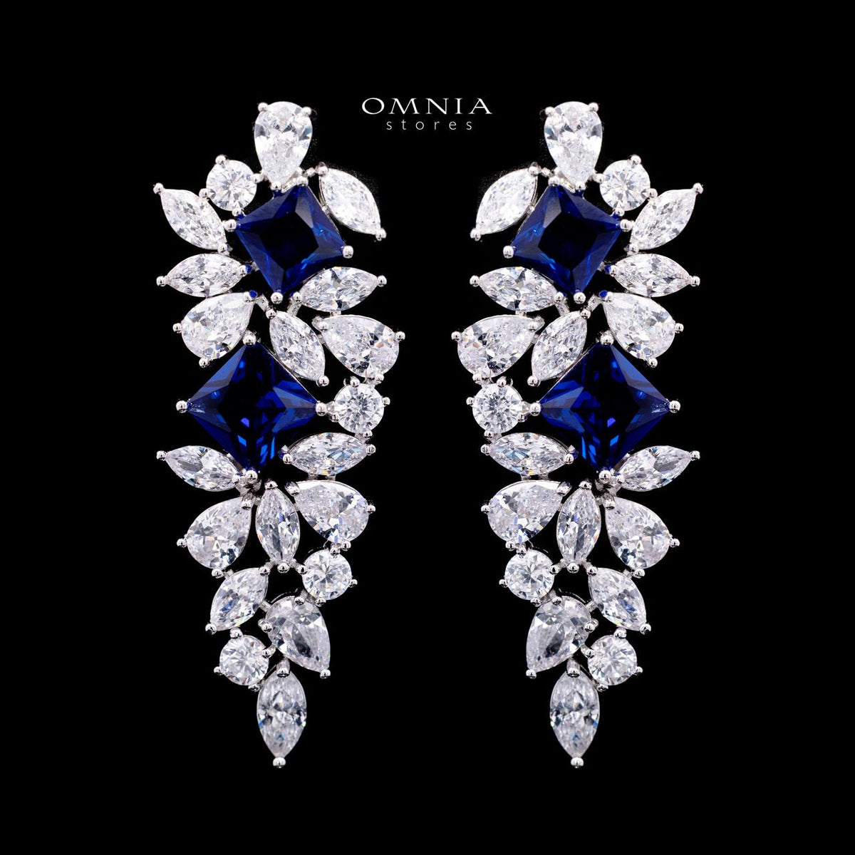 Christine Blue Luxury Bridal Full Set with High-Quality Simulated Diamonds – Rhodium Plated