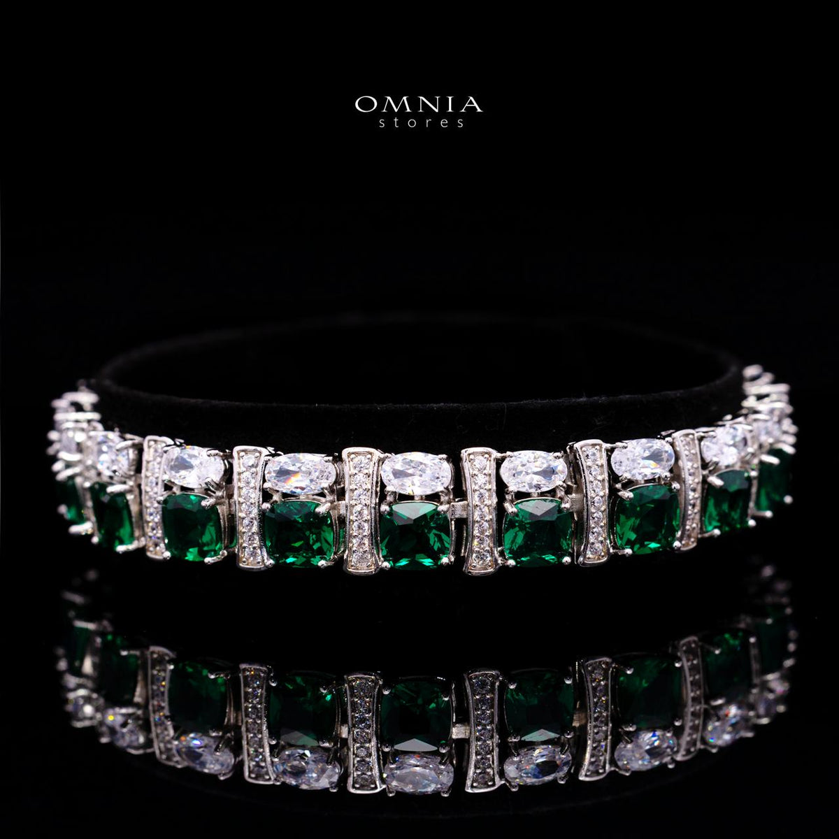 Marley Green Bridal Full Set with High-Quality Simulated Diamonds – Rhodium Plated