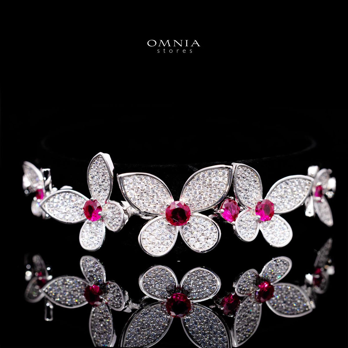 Xaila Ruby Red Luxury Bridal Full Set with High-Quality Simulated Diamonds – Rhodium Plated