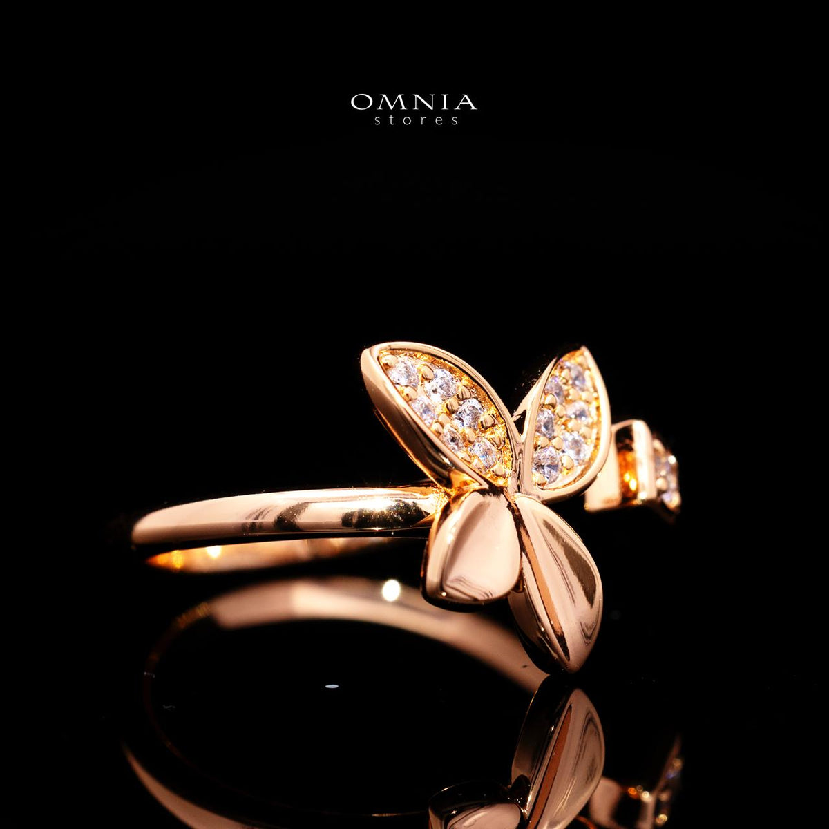 Althea Rose Gold Premium Rhodium-Plated Alloy Ring with High-Quality Simulated Diamonds