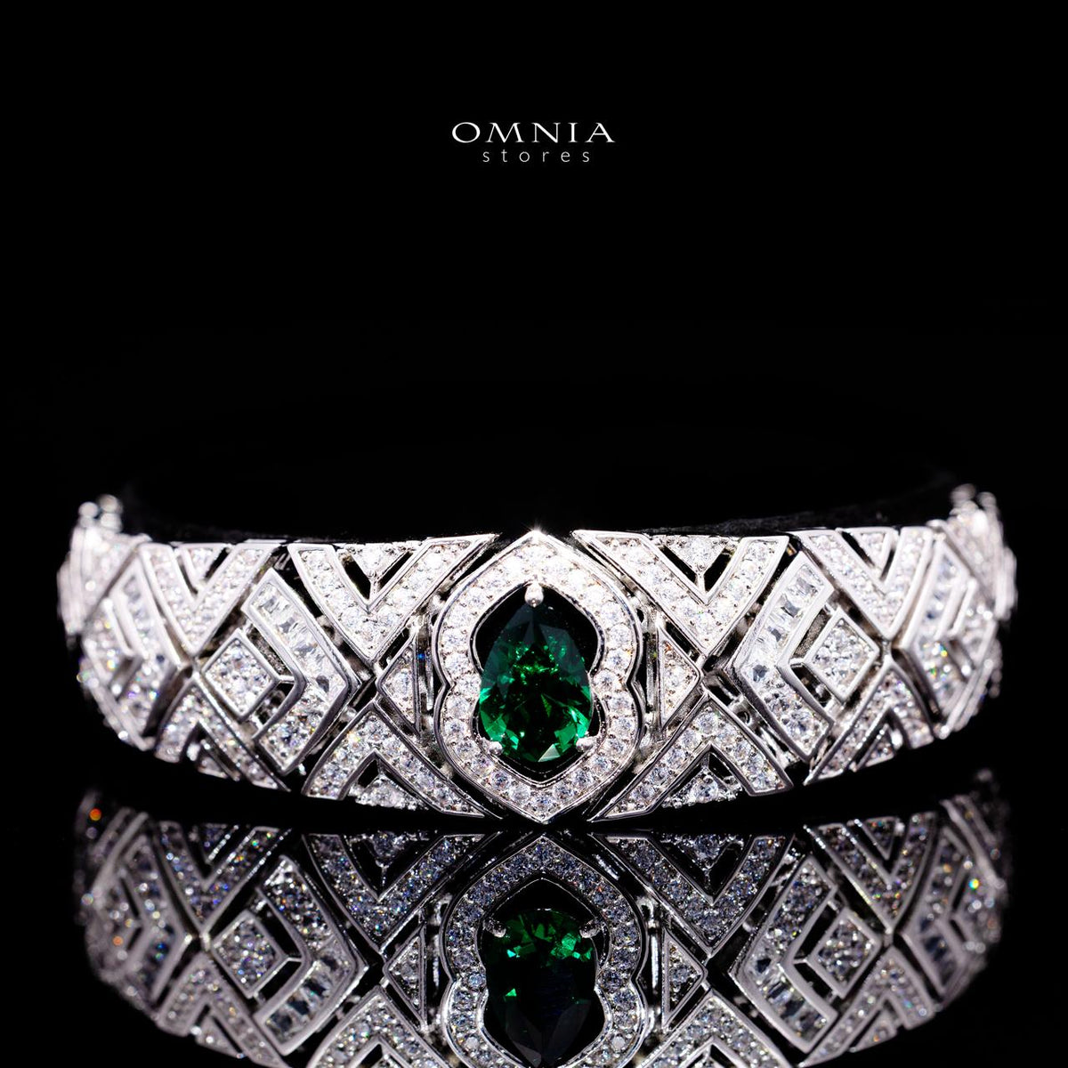 Daryan Green Luxury Bridal Full Set with High-Quality Simulated Diamonds – Rhodium Plated