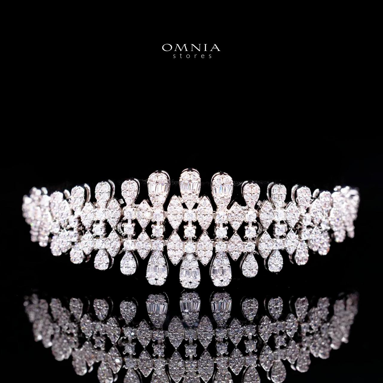 Sabriyya Royal White Fringe Drop Bridal Full Set with Premium Zircon Stones, Rhodium-Plated Finish
