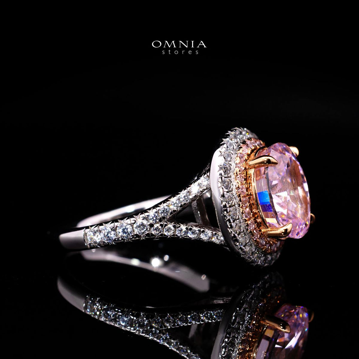 Annie Pink Ring with Certified Premium Simulated Diamonds in 925 Sterling Silver
