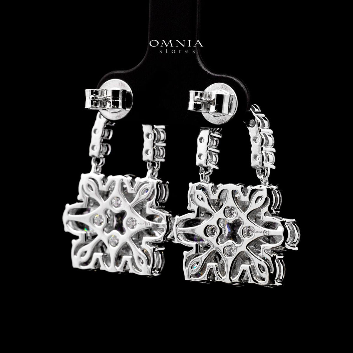 Aila White Lock Design Earrings with High-Quality Premium Simulated Diamonds in 925 Sterling Silver
